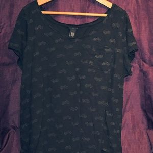 Torrid- Cute, Scoop neck motorcycle Tee- SZ 2